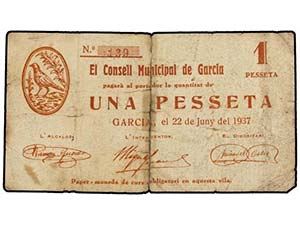 Catalonia - 1 Pesseta. Juny 1937. C.M. de ... 