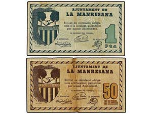 Catalonia - Lote 2 billetes 50 Cèntims y 1 ... 