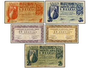 Catalonia - Lote 5 billetes 25 (2), 50 ... 
