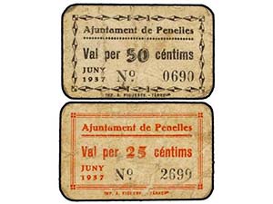 Catalonia - Lote 2 billetes 25 y 50 ... 