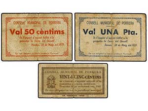 Catalonia - Lote 3 billetes 25, 50 Cèntims ... 