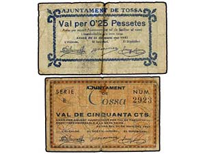 Catalonia - Lote 2 billetes 0,25 Pessetes y ... 