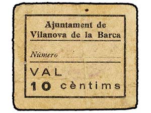 Catalonia - 10 Cèntims. Aj. de VILANOVA DE ... 