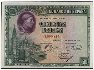 Lote 2 billetes 500 Pesetas. 15 Agosto 1928. ... 