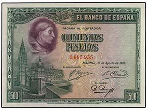 Lote 3 billetes 500 Pesetas. 15 Agosto 1928. ... 