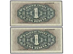 Estado Español - Lote 2 billetes 1 Peseta. ... 