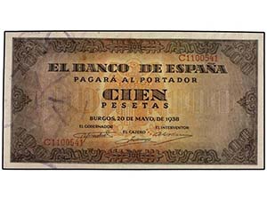 Estado Español - 100 Pesetas. 20 Mayo 1938. ... 