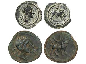 Lote 2 monedas Semis y As. 180 a.C. CASTULO ... 