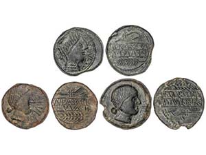 Lote 3 monedas As. 220-20 a.C. OBULCO ... 
