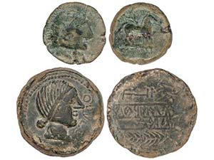 Lote 2 monedas As. 220-20 a.C. OBULCO ... 