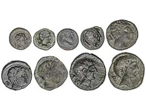 Lote 9 monedas Sextante, Cuadrante (3), ... 