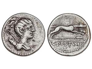 Denario. 74 a.C. POSTUMIA-9. C. Postumius ... 