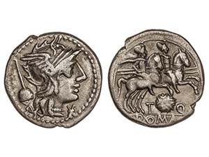Denario. 126 a.C. QUINCTIA-2. T. Quinctius ... 