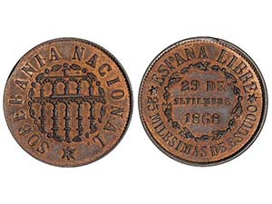 25 Milésimas de Escudo. 29 Septiembre 1868. ... 