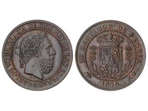 10 Céntimos. 1875. BRUSELAS. Anverso y ... 