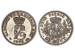 50 Céntimos. 1876. BRUSELAS. O.T. Granada ... 