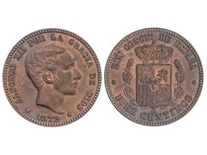 10 Céntimos. 1879. BARCELONA. O.M. EBC. 