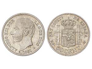 50 Céntimos. 1881 (*8-1). M.S.-M. Restos de ... 
