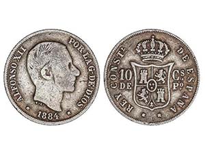 10 Centavos de Peso. 1884. MANILA. MUY ... 