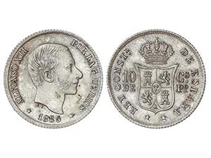 10 Centavos de Peso. 1885. MANILA. (Leves ... 
