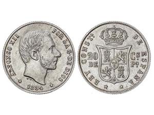 20 Centavos de Peso. 1884. MANILA. EBC. 