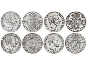 Lote 4 monedas 20 Centavos de Peso. 1882, ... 