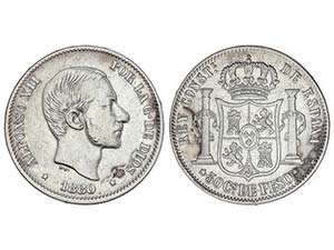50 Centavos de Peso. 1880. MANILA. MBC-/MBC. 