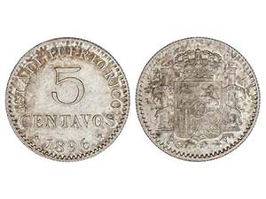 5 Centavos. 1896. PUERTO RICO. P.G.-V. ... 