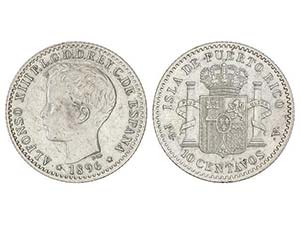 10 Centavos de Peso. 1896. PUERTO RICO. ... 