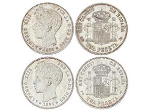 Lote 2 monedas 1 Peseta. 1896 y 1899. 1896 ... 