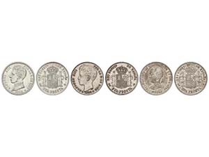 Lote 3 monedas 1 Peseta. 1891, 1896 y 1903. ... 