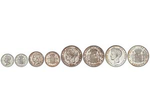 Lote 4 monedas 1, 2 y 5 Pesetas (2). 1898, ... 