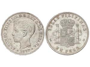 1 Peso. 1897. MANILA. S.G.-V. EBC. 