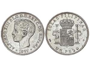 1 Peso. 1897. MANILA. S.G.-V. (Limpiada y ... 