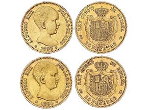 Lote 2 monedas 20 Pesetas. 1890 (*18-90). ... 