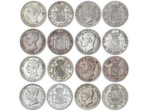 Lote 8 monedas 50 Céntimos. 1880 a 1926. ... 