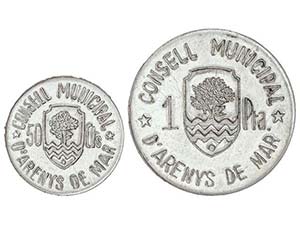 Serie 2 monedas 50 Cèntims y 1 Pesseta. ... 