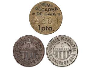 Serie 3 monedas 1 Pesseta. C.M. de SEGARRA ... 