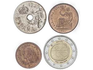 Lote 13 monedas 1 Céntimo a 2 Euros. 1870 a ... 
