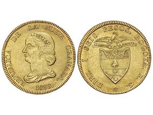 WORLD COINS: COLOMBIA - 16 Pesos. 1838. ... 
