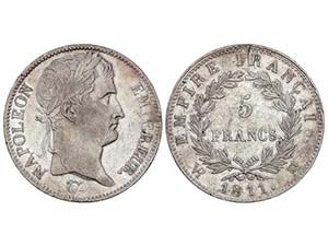 WORLD COINS: FRANCE - 5 Francos. 1811-MA. ... 