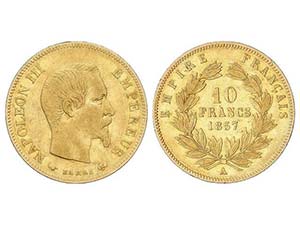 WORLD COINS: FRANCE - 10 Francos. 1857-A. ... 