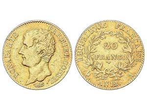WORLD COINS: FRANCE - 20 Francos. An 12-A. ... 