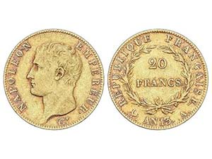 WORLD COINS: FRANCE - 20 Francos. An 13-A. ... 