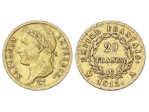 WORLD COINS: FRANCE - 20 Francos. 1813-A. ... 