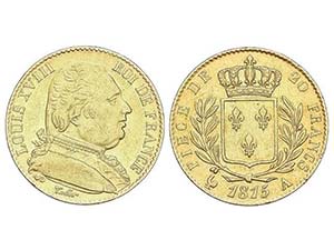 WORLD COINS: FRANCE - 20 Francos. 1815-A. ... 
