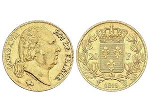 WORLD COINS: FRANCE - 20 Francos. 1819-W. ... 