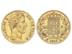 WORLD COINS: FRANCE - 20 Francos. 1825-A. ... 
