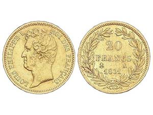 WORLD COINS: FRANCE - 20 Francos. 1831-A. ... 