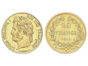 WORLD COINS: FRANCE - 20 Francos. 1841-A. ... 